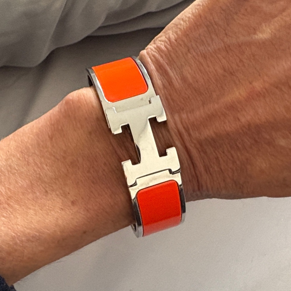 Hermes Orange and Silver Bracelet